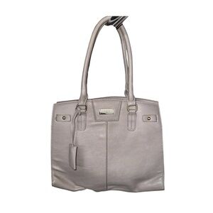 BCBG Light Gray Leather Shoulder Tote